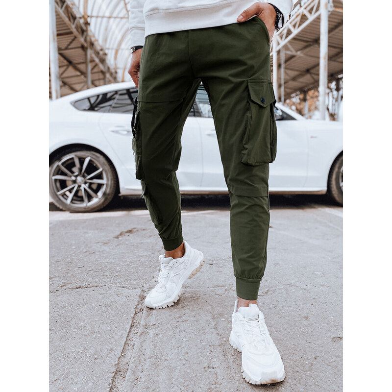 BASIC Tmavé khaki tepláky s vreckami UX4304 52671468