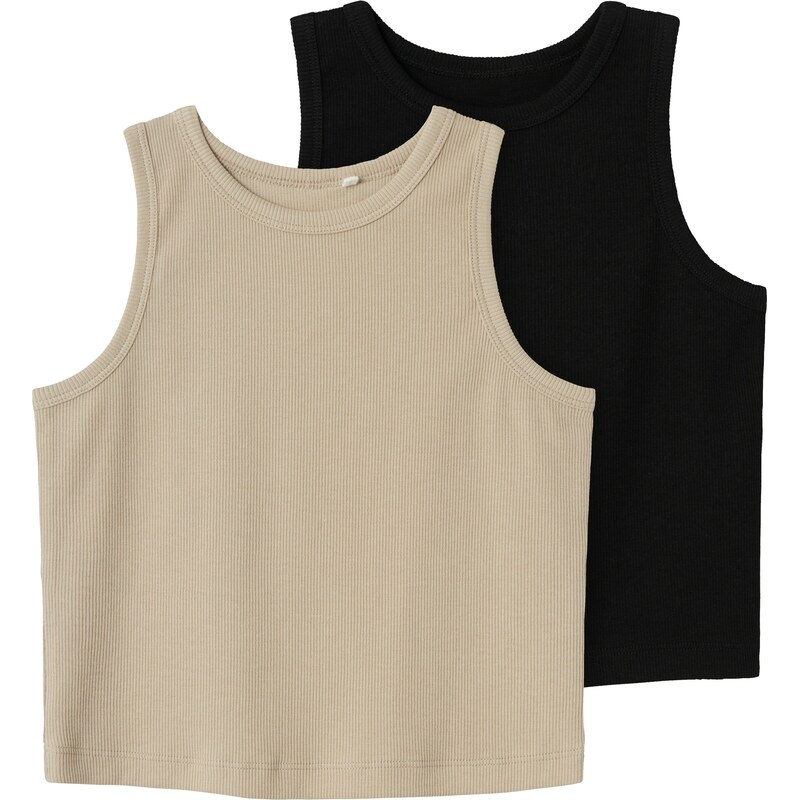 NAME IT Top NKFNAKAL tmavobéžová / čierna 63159358