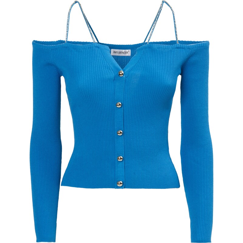 Influencer Kardigán modrá / zlatá 63150470