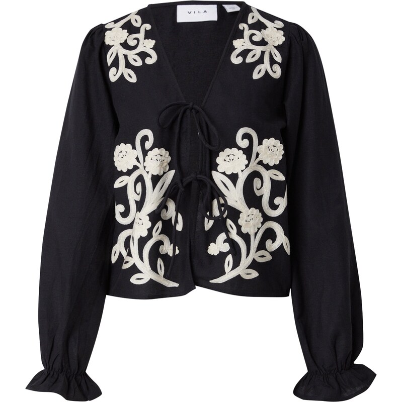 VILA Blúzka VIPOLENE krémová / čierna 63158868