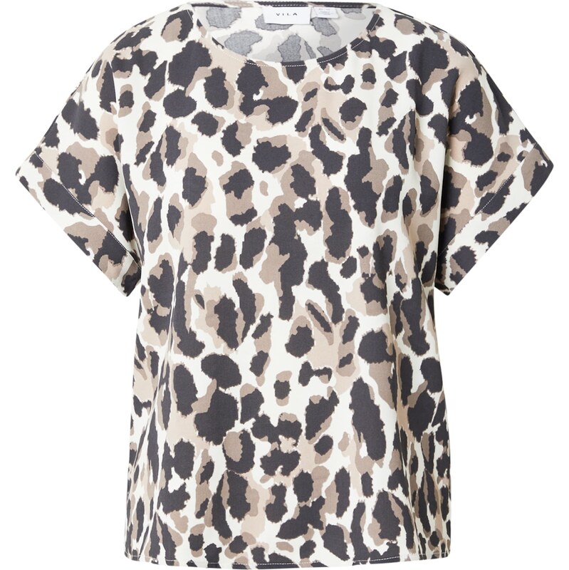 VILA Blúzka VIJosa tmavobéžová / čierna / biela 62781748