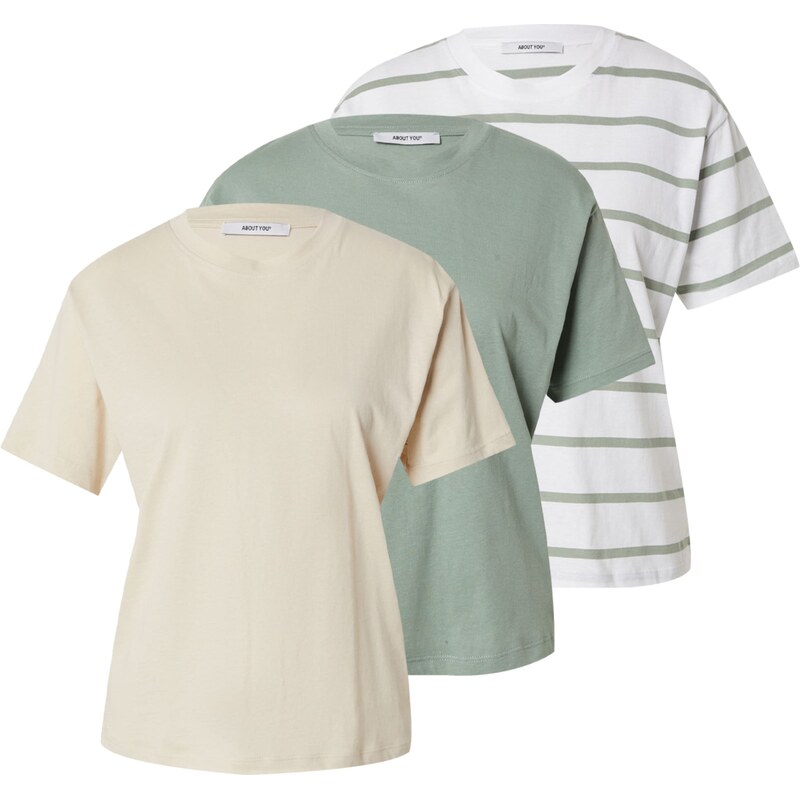 ABOUT YOU Tričko Astrid béžová / svetlozelená / prírodná biela 63220177