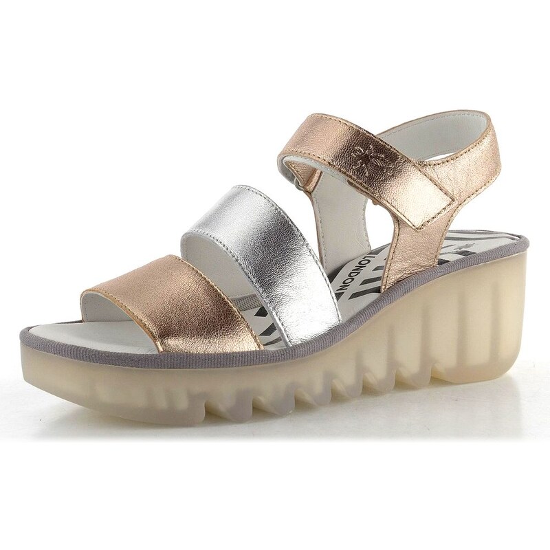 E-shop Fly London metalické sandále na kline sahara/silver P501575005