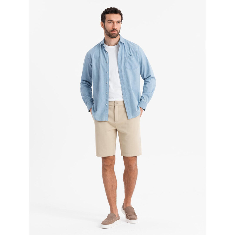 Ombre Mens structural knit SLIM FIT shorts - sand 64789680