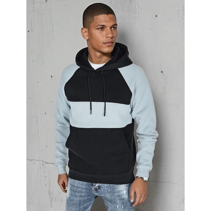 Dstreet Pánska svetlo-modrá a čierna mikina s kapucňou 62468404