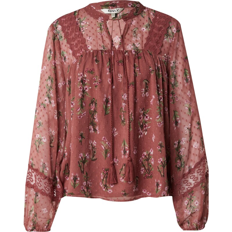 ONLY Blúzka ONLTessa Eliza zelená / ružová / rosé 62395765