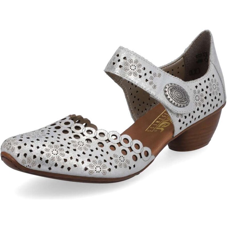 Dámske lodičky RIEKER 43753-90 strieborná S5 37571109