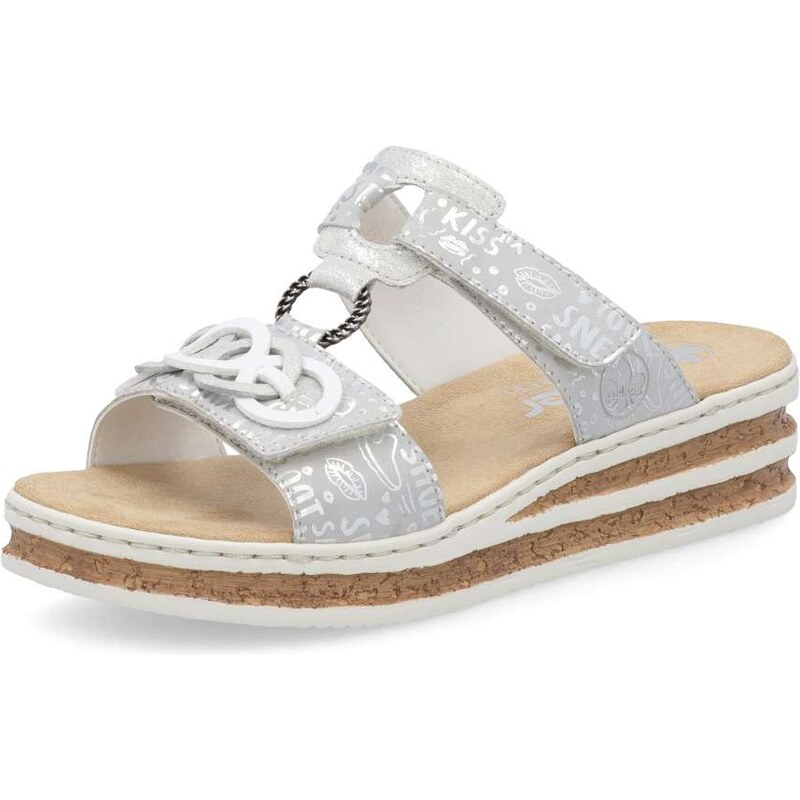 Dámske šľapky RIEKER 62936-90 strieborná S6 61788626