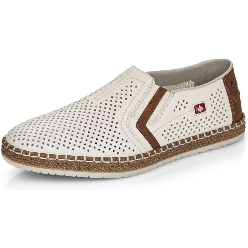 Pánske mokasíny RIEKER B5297-80 biela S6 61789170