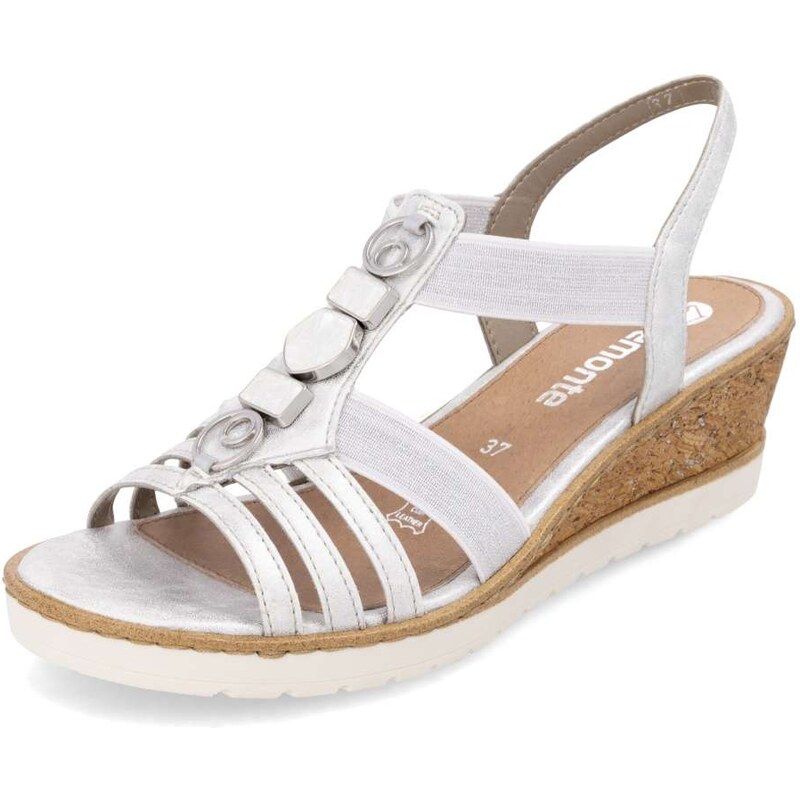 RIEKER Dámske sandále REMONTE R6264-92 strieborná S5