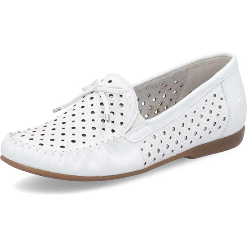 Dámske mokasíny RIEKER L6352-80 biela S6 62261396