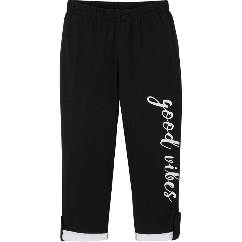 E-shop bonprix Capri legíny, 3/4, bio bavlna, farba čierna