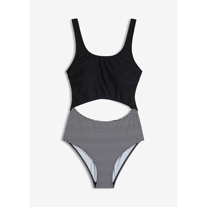 bonprix Jednodielne plavky s prestrihom, farba čierna 62470444