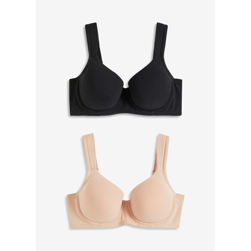 bonprix Vystužená podprsenka s kosticami a bio bavlnou (2 ks v balení) 62470529