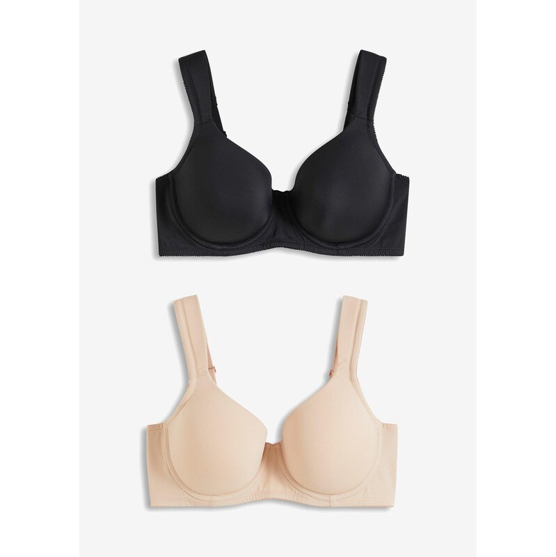 bonprix Vystužená podprsenka s kosticami (2 ks), farba čierna 62470530