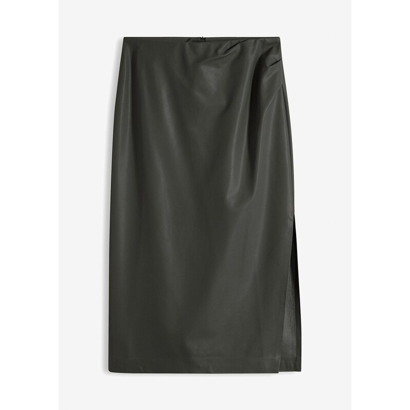 bonprix Koženková midi sukňa, farba čierna 62470825