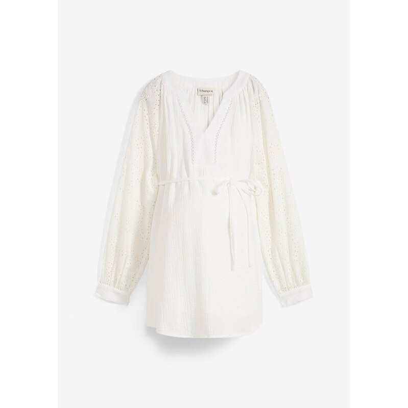 bonprix Materská blúzka z bavlneného mušelínu, farba biela 62470977