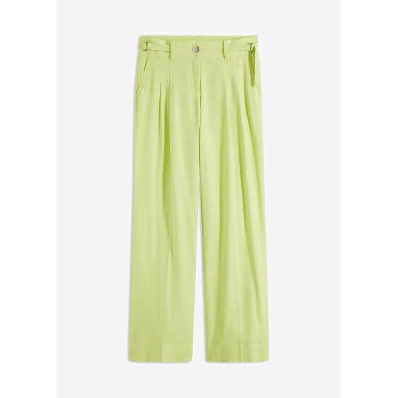 bonprix Nohavice Palazzo z ľahkého pláteného mixu, farba zelená 62471119