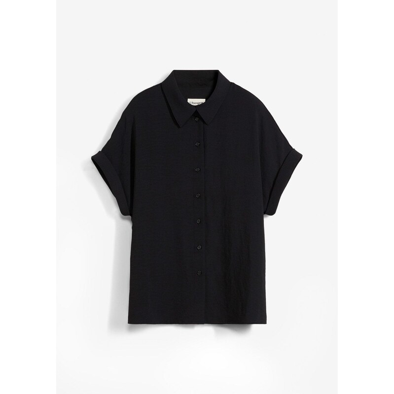 bonprix Blúzka oversized zo štruktúrovaného krepu, farba čierna 62471160