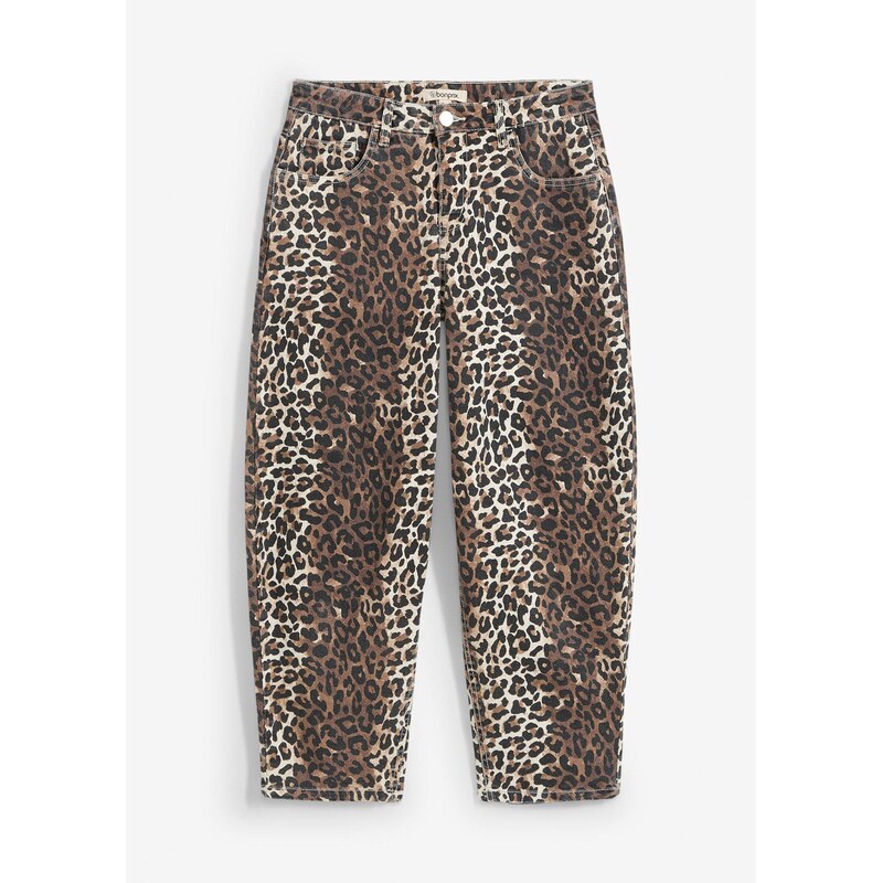 bonprix Džínsy Barrel, Mid Waist, farba béžová 62471202