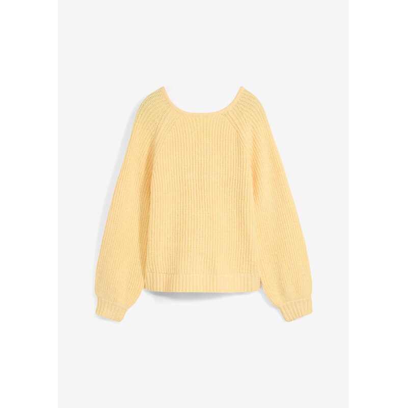 bonprix Pletený sveter s mašľou, obojstranný, farba žltá 62471261
