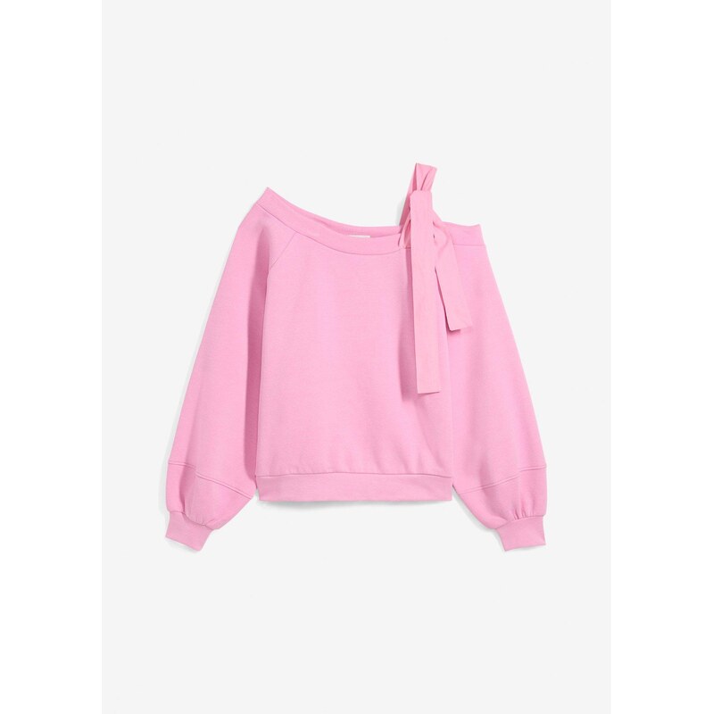 bonprix Široká mikina s jedným ramienkom, farba ružová 62471353
