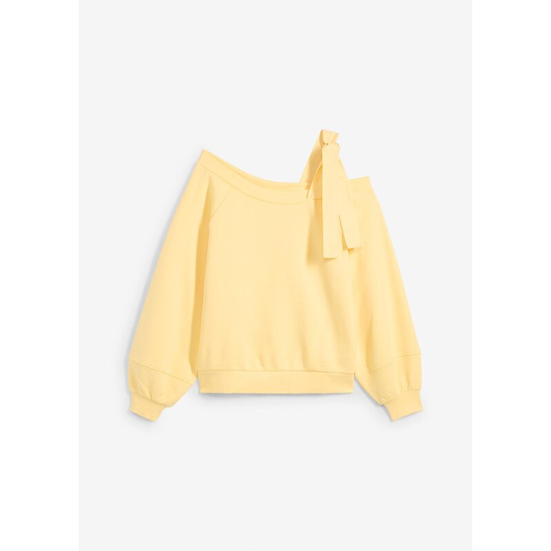 bonprix Široká mikina s jedným ramienkom, farba žltá 62471354