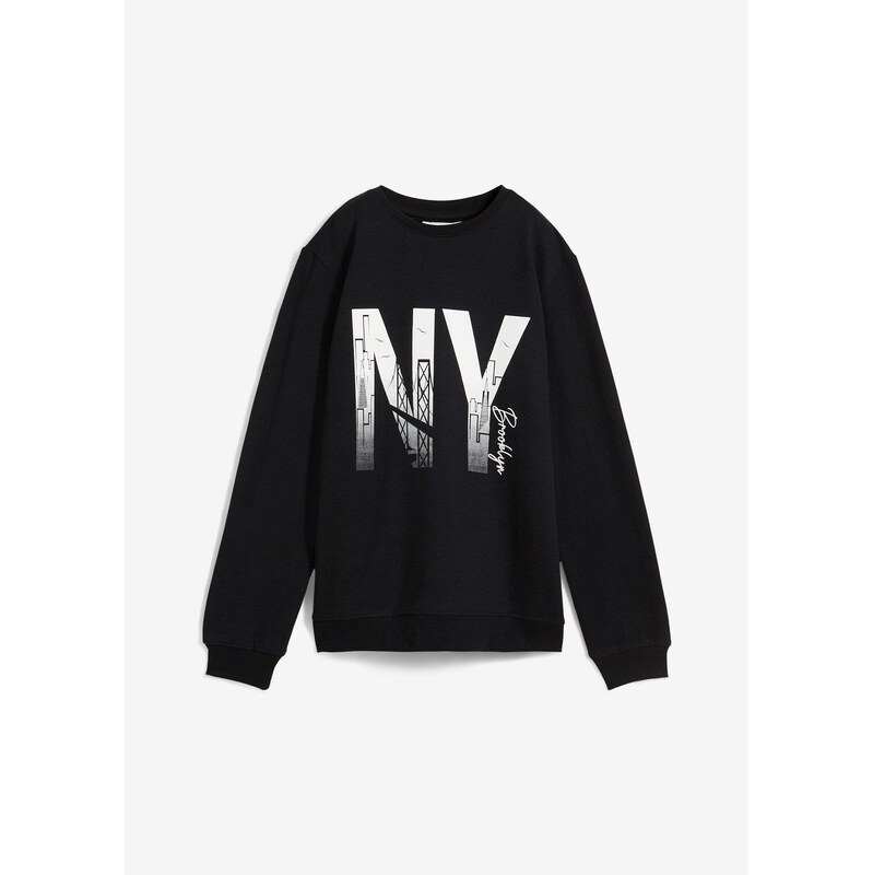 bonprix Mikina z mäkkého bavlneného mixu, farba čierna 62471469