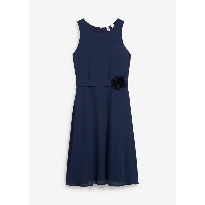 bonprix Šaty s kvetovanou aplikáciou, farba modrá 62471476