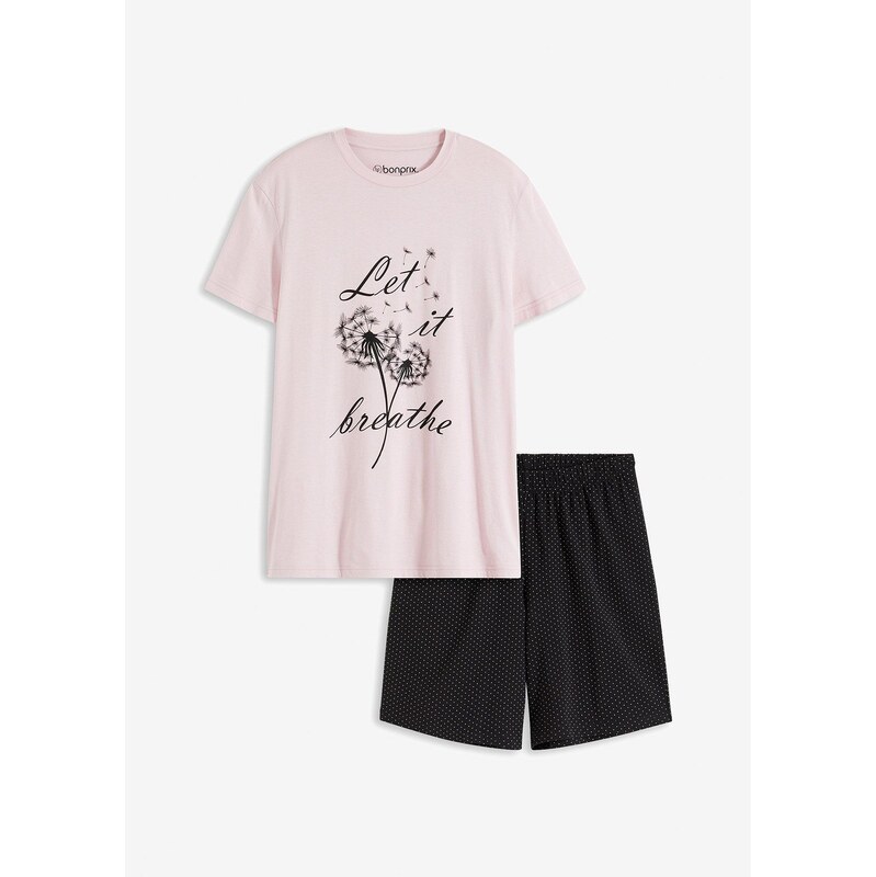 bonprix Krátke pyžamo s elastickými šortkami, farba fialová 62471478