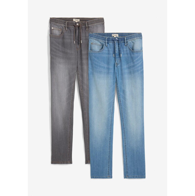 bonprix Ľahké Regular Fit strečové džínsy rovné (2 ks), farba modrá 62471524