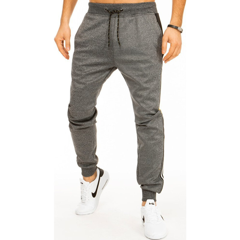 BASIC Antracitové pánske tepláky s pruhmi UX2722 21666678