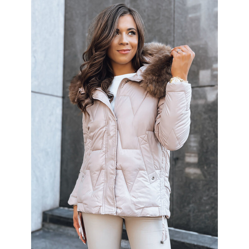 BASIC Béžová bunda asymetrického strihu IVORY SNOW TY3817 47338031