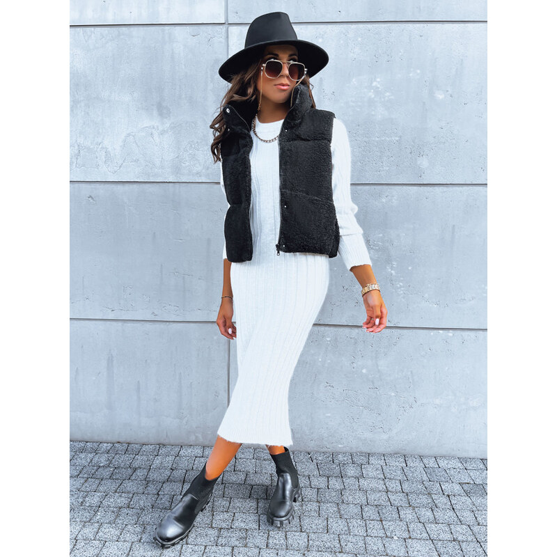 BASIC Čierna kožúšková vesta BEEWARM TY3845 45716027