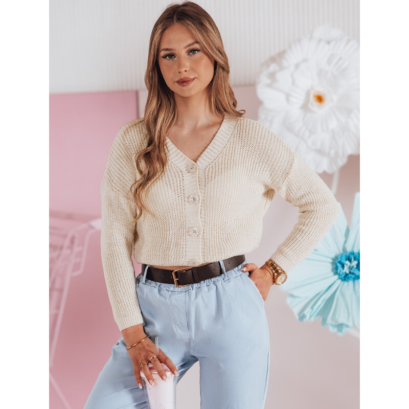 BASIC Smotanový dámsky sveter s gombíkmi SWEETDREAM MY2457 62516752