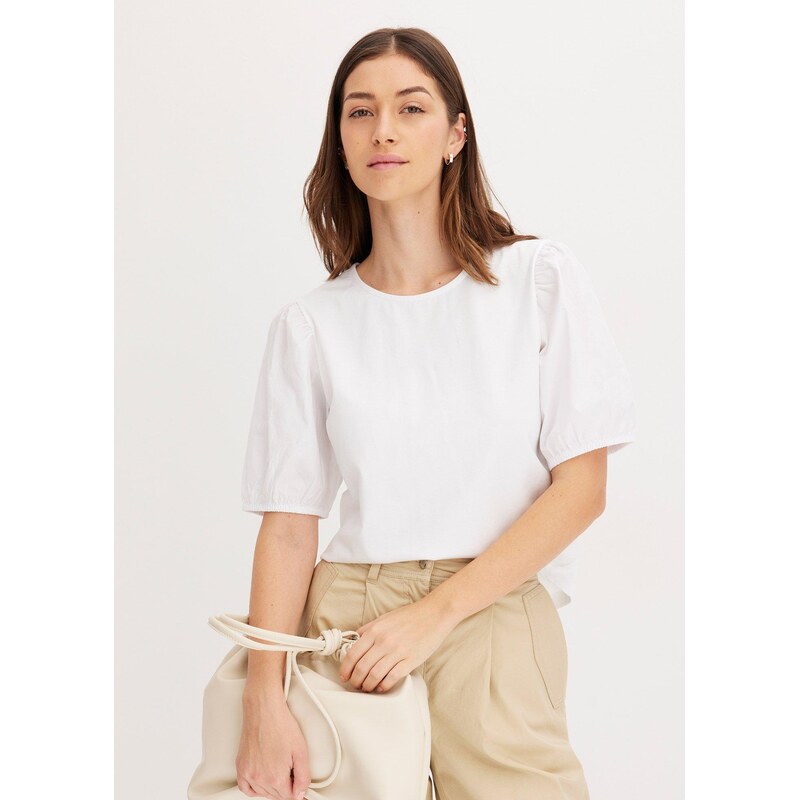 bonprix Tričko s balónovými rukávmi, farba biela 62471035