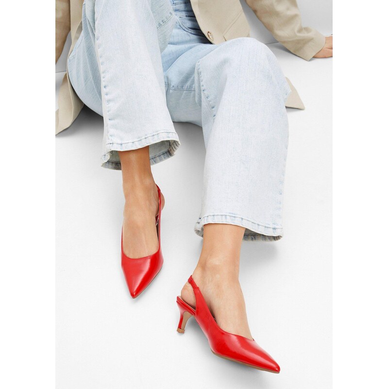 bonprix Lodičky Sling s tenkým podpätkom, farba červená 62471164