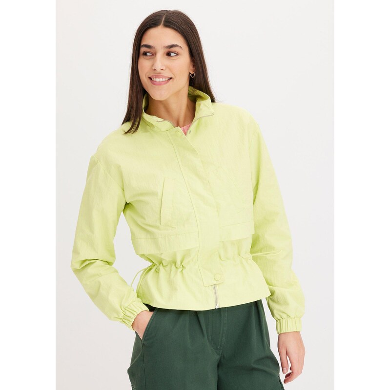 bonprix Krátka bunda so sťahovaním v páse, farba zelená 62471315