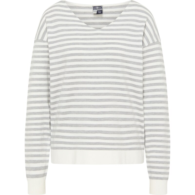 DreiMaster Maritim Sveter sivá melírovaná / biela ako vlna 63143843