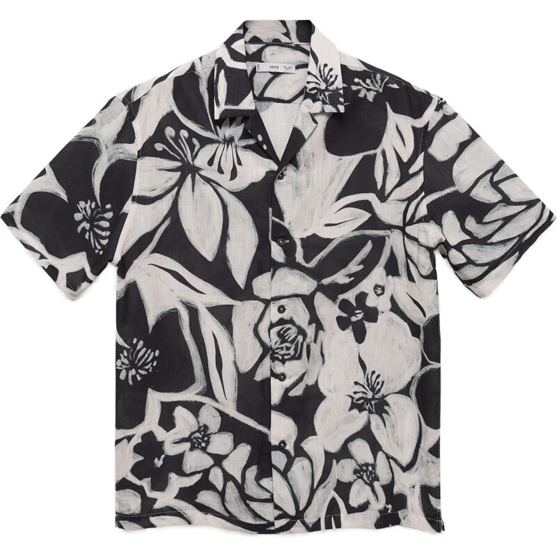 MANGO MAN Košeľa Pavone svetlosivá / čierna 63156727