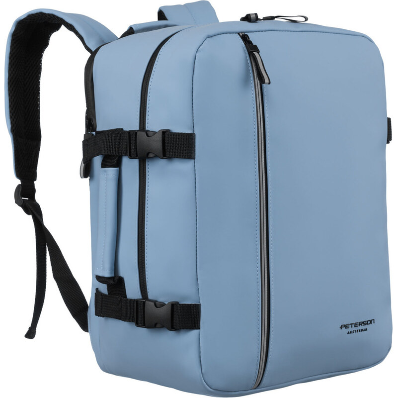 Modrý cestovný ruksak na príručnú batožinu z vodeodolného materiálu - 62472044