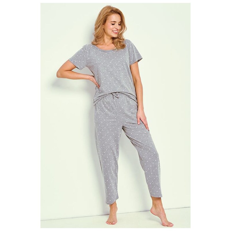 Taro Dámske pyžamo Meg sivé s bodkami 62334548