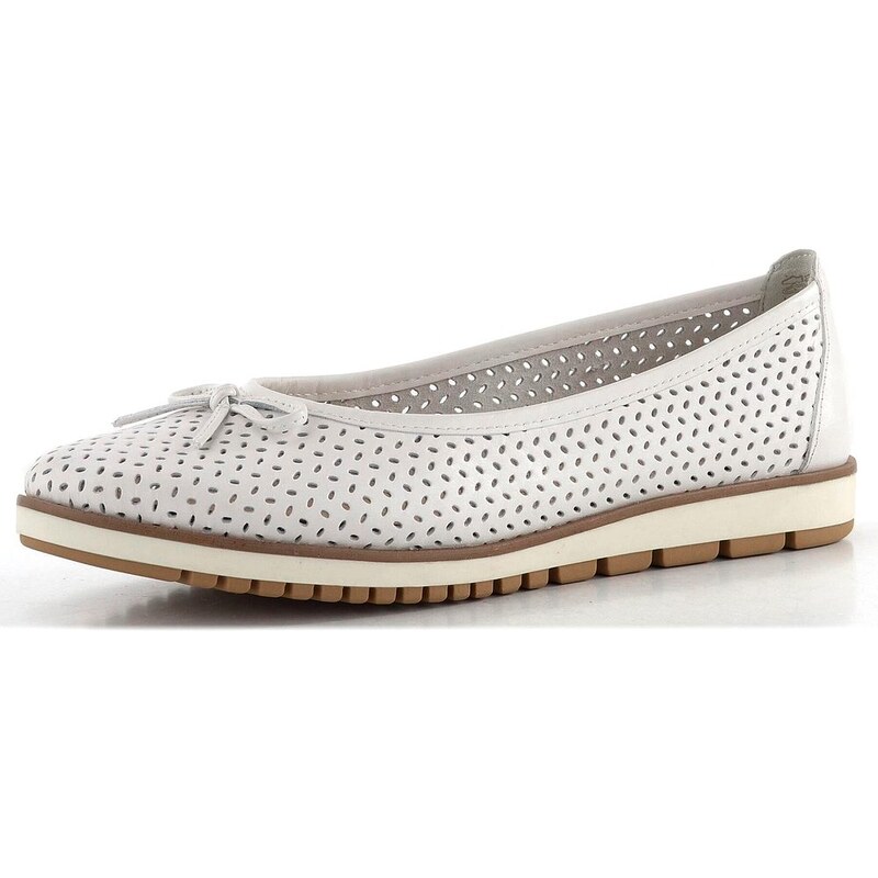 Tamaris baleríny s prerezávaným vzorom White Leather 1-22121-42 62752600