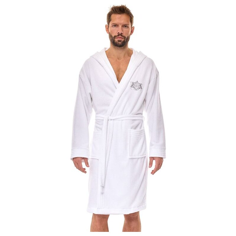 L&L Froté pánsky župan Lions biely s kapucňou 62546630