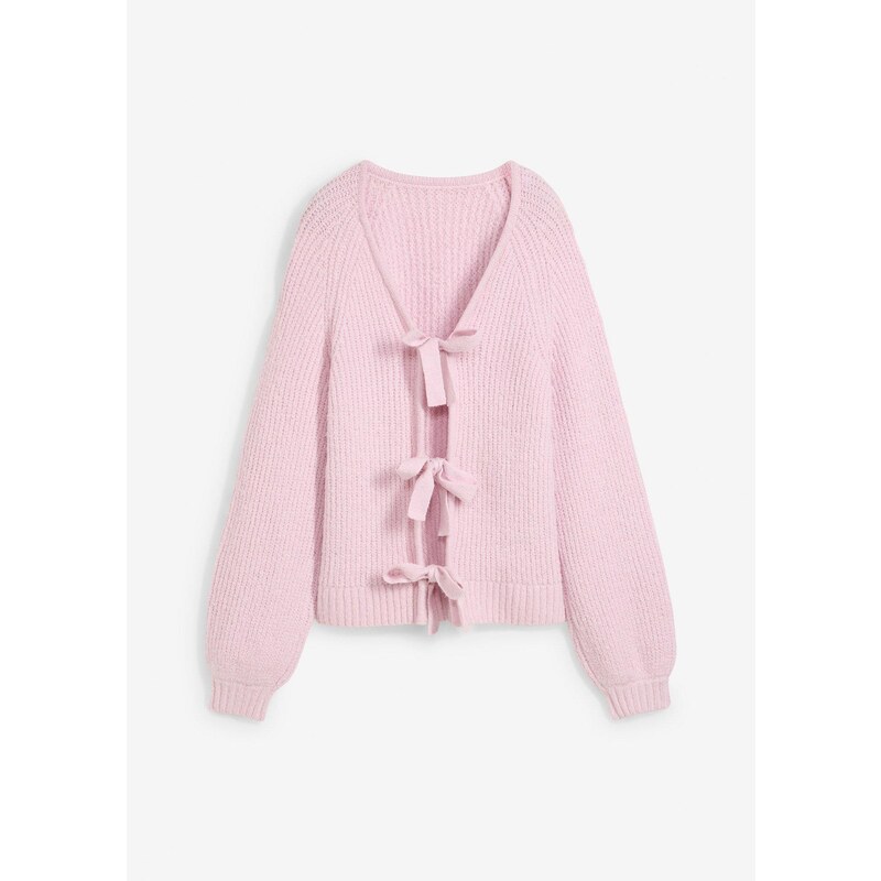 bonprix Pletený sveter s mašľou, obojstranný, farba fialová 62471262