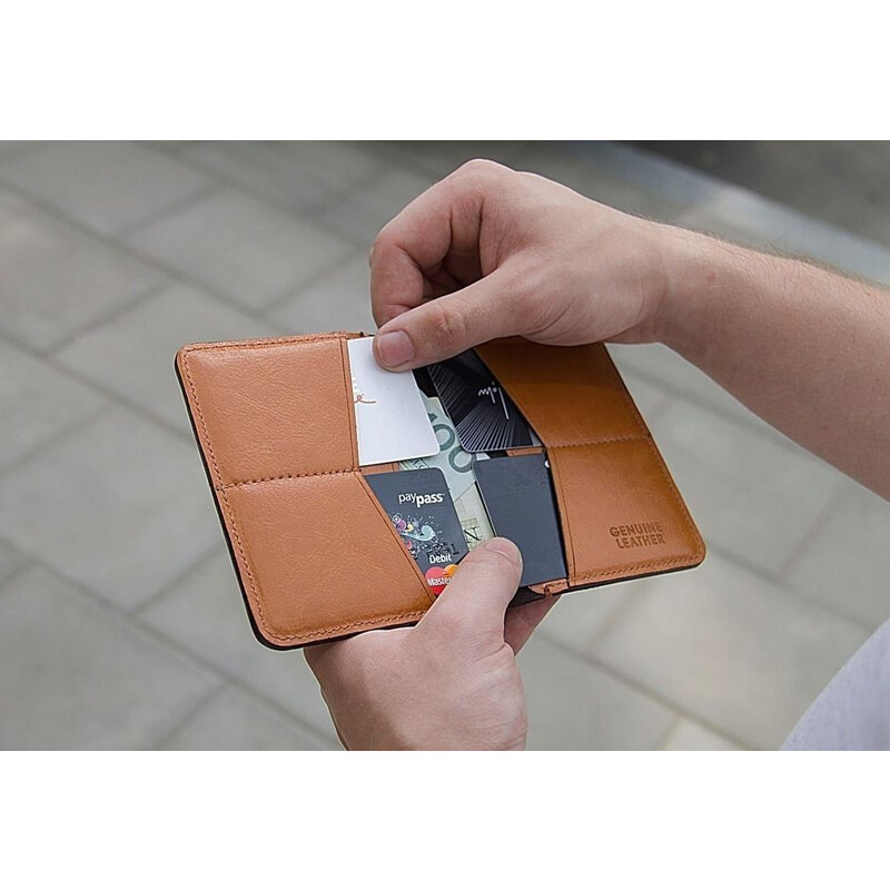 Elegantné pánske púzdro na doklady Solier SW10 SLIM CAMEL 3568704