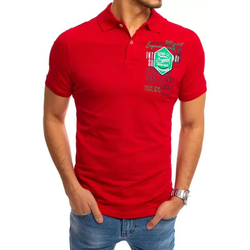 BASIC Červená polokošeľa s potlačou PX0367 24156543