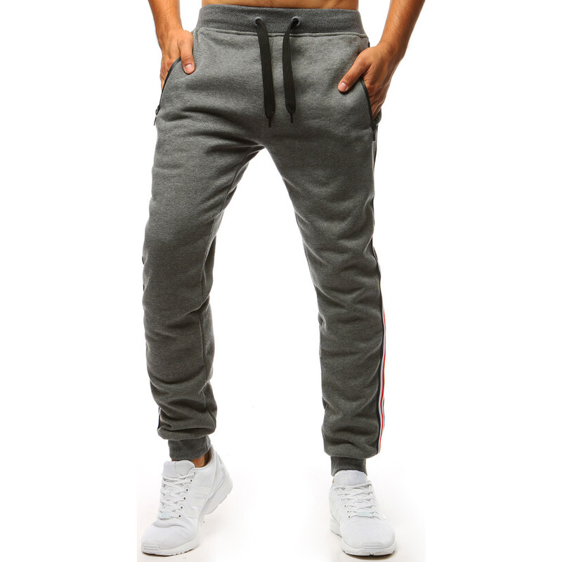 BASIC Tmavosivé tepláky s červeným pruhom UX3623 32980218