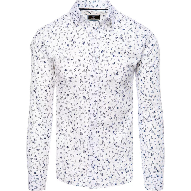 BASIC Biela vzorovaná pánska košeľa DX2435 39668708