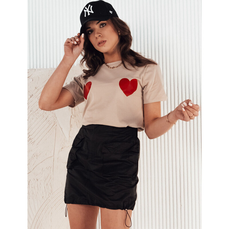 BASIC Béžové dámske tričko so srdiečkami PALIS RY2431 49903893